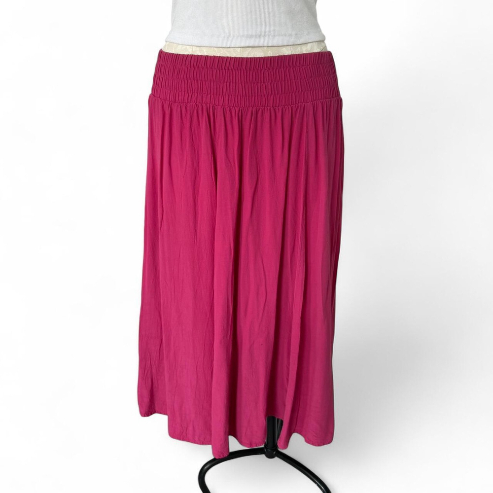 Vintage Laura Kieffer Pink Midi Skirt with Elastic Waistband - Size S - Picture 2 of 4
